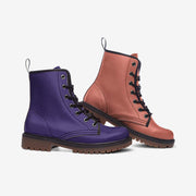 Mismatched Violet and Dahlia Vegan Leather Boots