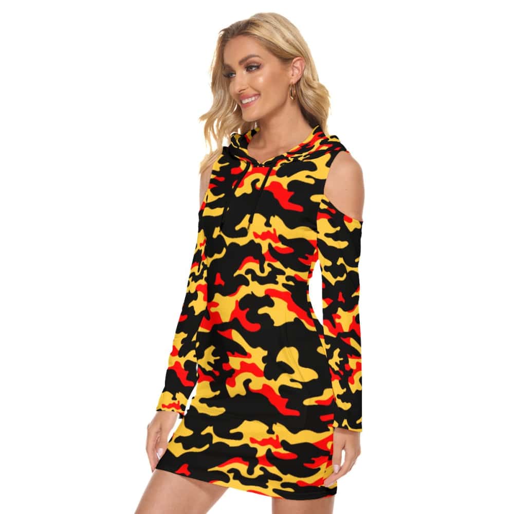 camo dress orange Plus Size Orange Camouflage Camo Premium Midi Dress UK 12-20 US 8-16