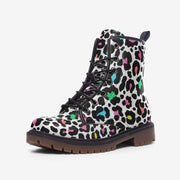 Pastel Leopard Print Vegan Leather Boots