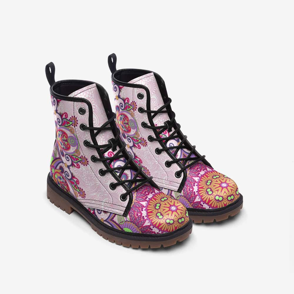 Pink and Purple Vegan Leather Boots - $99.99 - Free Shipping