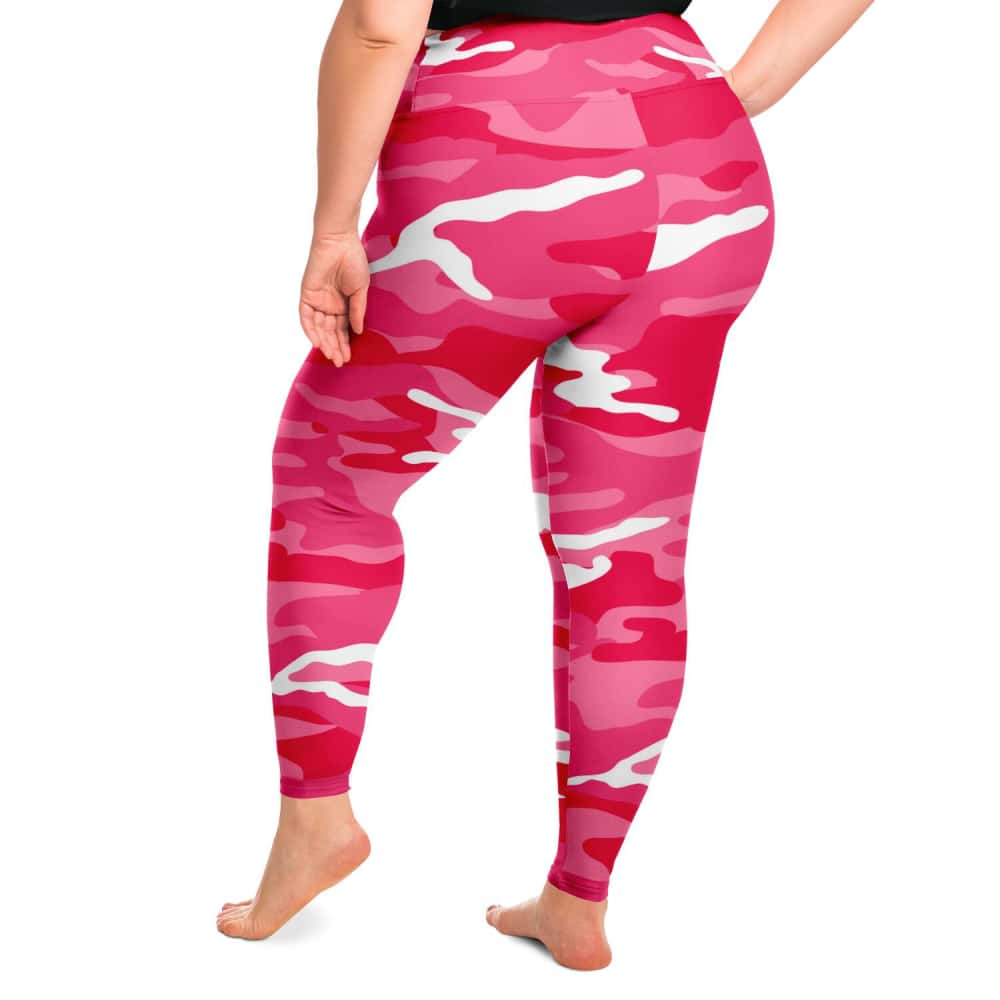Pink And White Camo Plus Size Leggings - Free Shipping