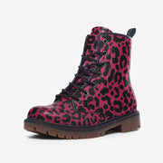 Pink Leopard Print Vegan Leather Boots