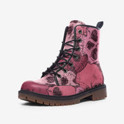 Pink Love Skulls Vegan Leather Boots