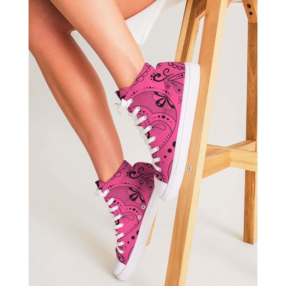Pink Paisley Bandana Hightop Canvas Shoes - $74.99 - Free