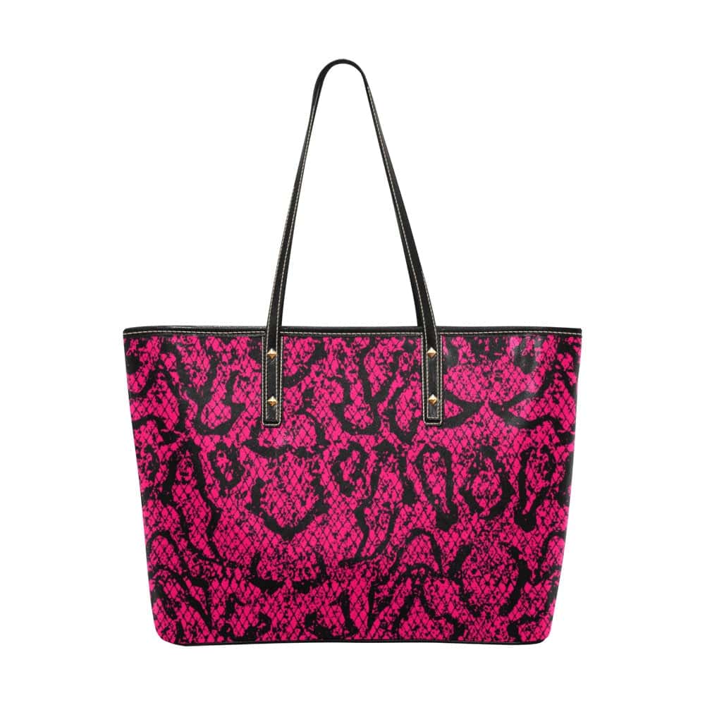 Pink Snakeskin Pattern Chic Vegan Leather Tote Bag - $64.99