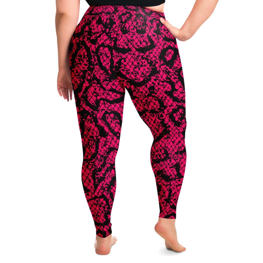 Pink Snakeskin Pattern Plus Size Leggings - $48.99 Free
