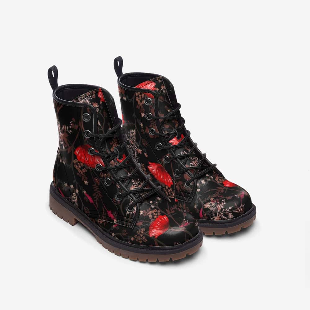 Poppy Flower Vegan Leather Boots - $99.99 - Free Shipping