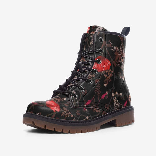 Poppy Flower Vegan Leather Boots