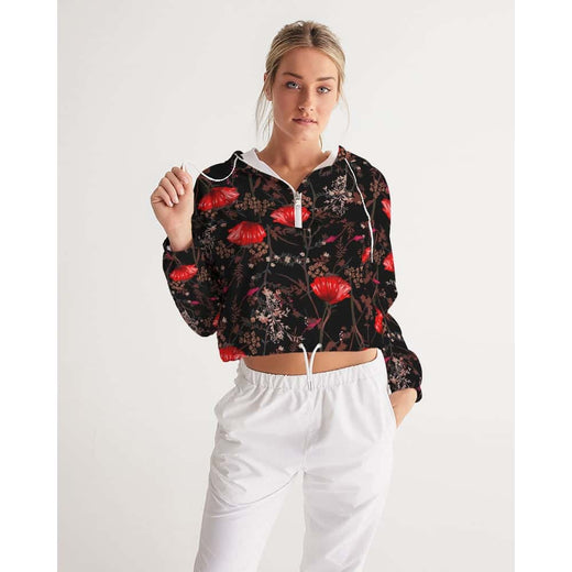 Poppy Flowers Cropped Windbreaker
