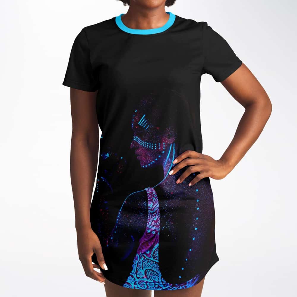 Psychedelic BluePink womanT-Shirt Dress - $44.99 - Free