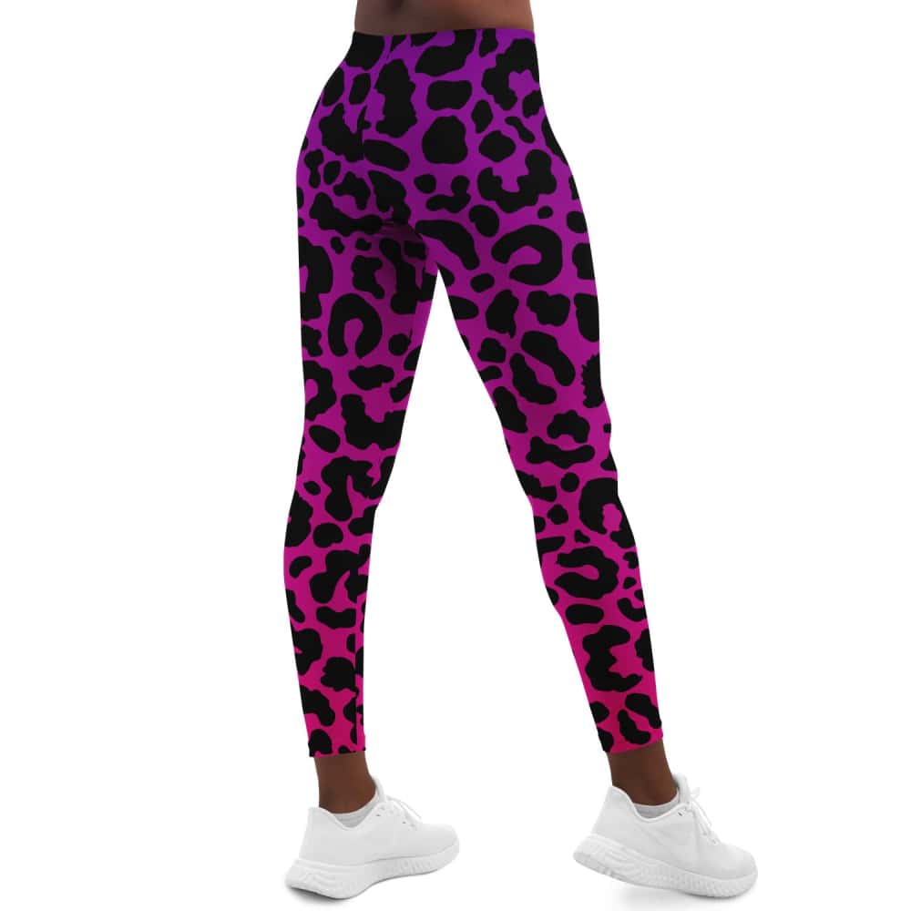 Purple And Pink Leopard Print Leggings - Free Shipping - - Projects817 LLC