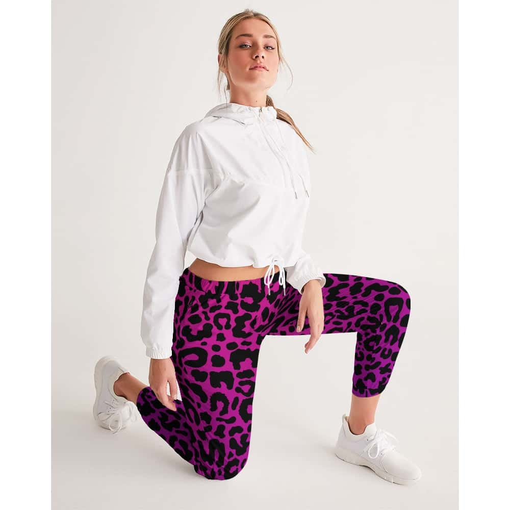 Purple And Pink Leopard Print Track Pants - Free Shipping - - Projects817  LLC