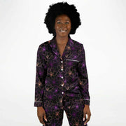 Purple Flowers Satin Pajamas