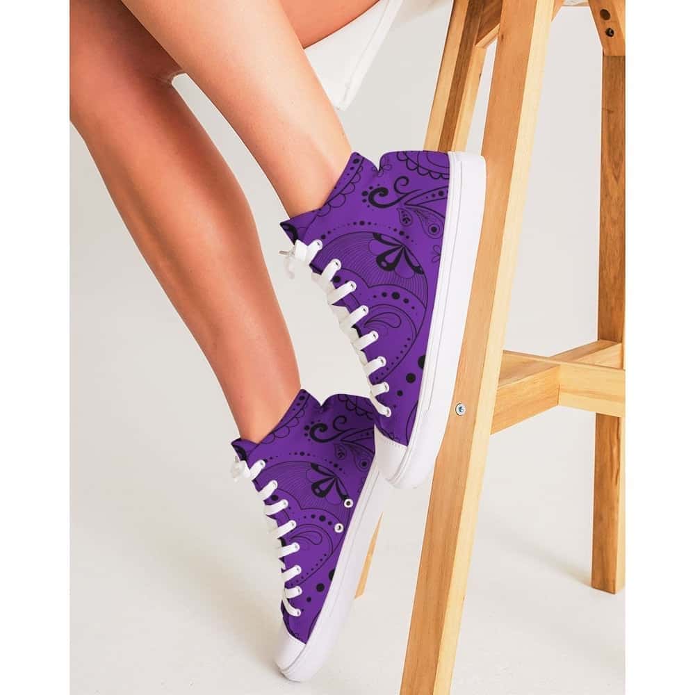 Purple Paisley Bandana Hightop Canvas Shoes - $74.99 - Free