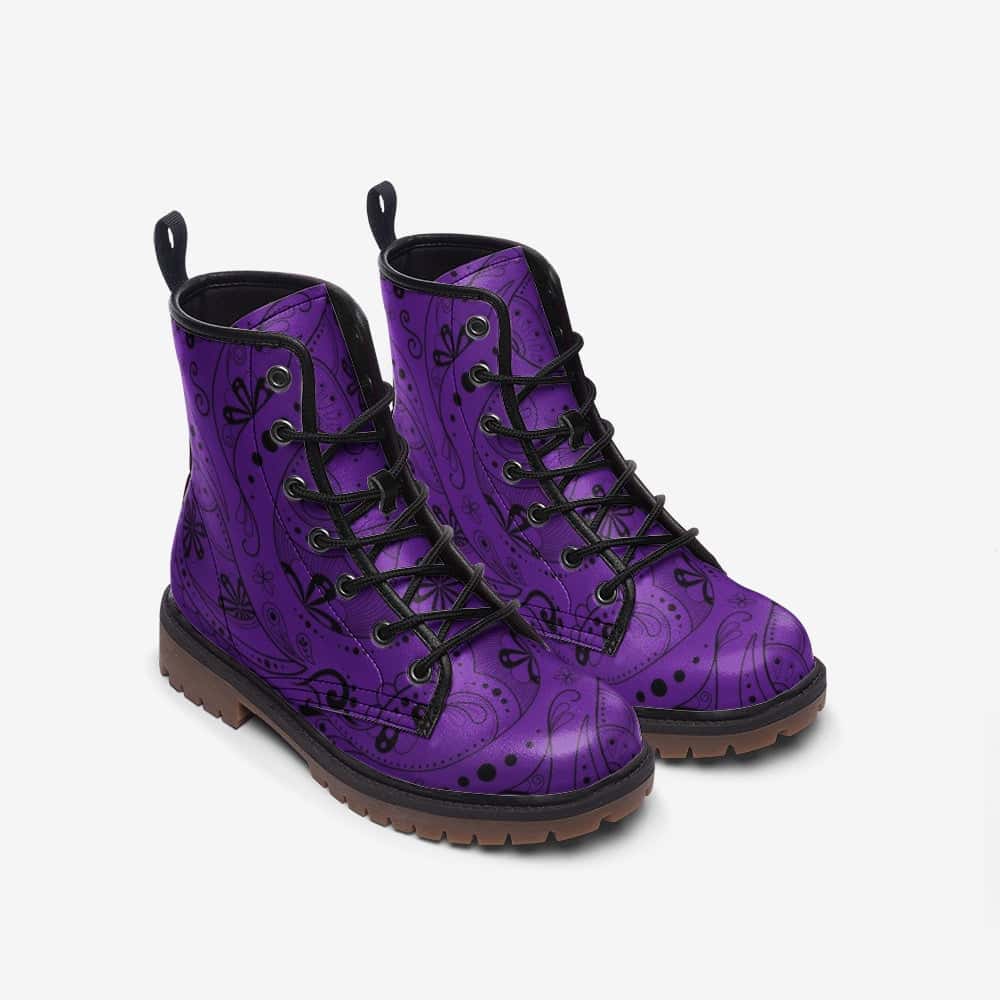 Purple Paisley Bandana Vegan Leather Boots - $99.99 - Free