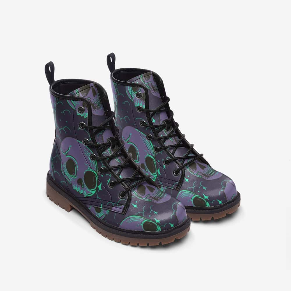 Purple Skulls Vegan Leather Boots - $99.99 - Free Shipping