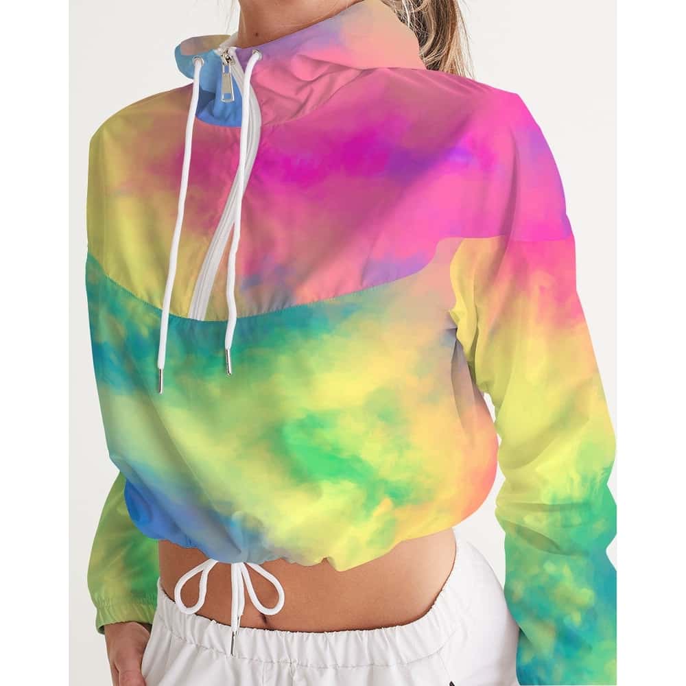 Rainbow Clouds Cropped Windbreaker - $64.99 - Free Shipping
