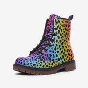 Rainbow Dalmatian Print Vegan Leather Boots