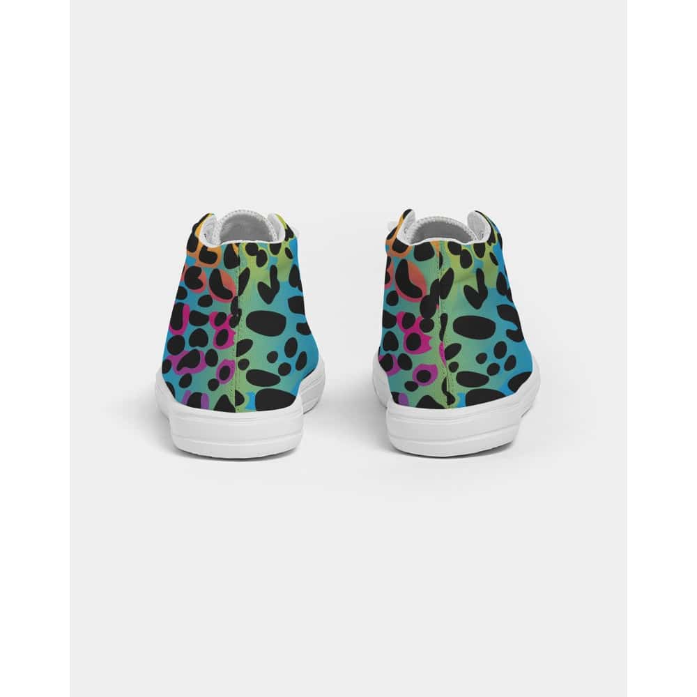 Rainbow Leopard Print Kids Hightop Canvas Shoe - $65 - Free