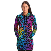 Rainbow Leopard Print Longline Hoodie