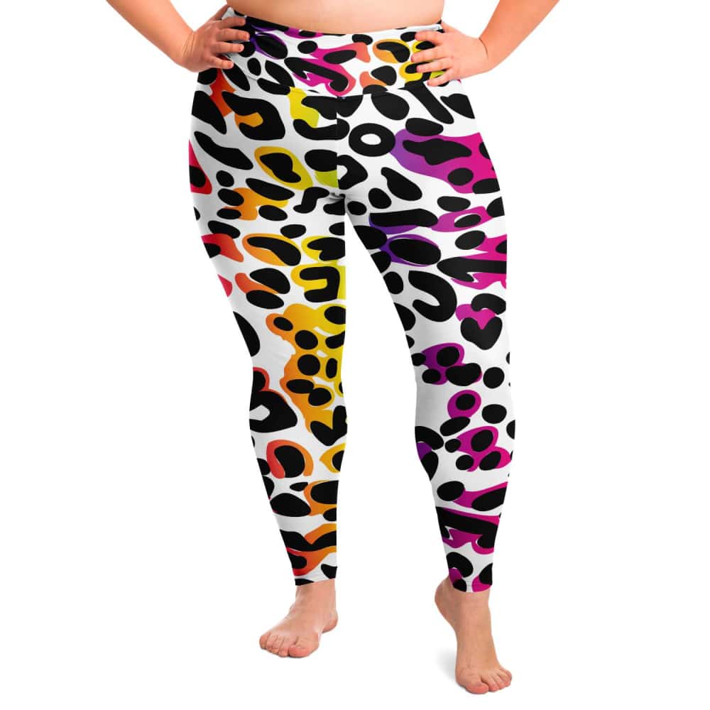 Rainbow Leopard Print Plus Size Leggings
