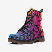 Rainbow Leopard Print Vegan Leather Boots