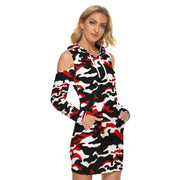 Red, Black and White Hoodie Dress