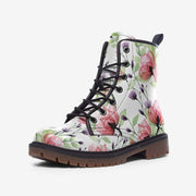 Red Floral Vegan Leather Boots
