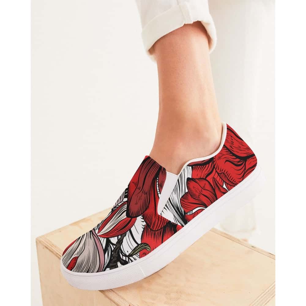Red Flowers Slip - On Canvas Shoes - $64.99 Free Shipping