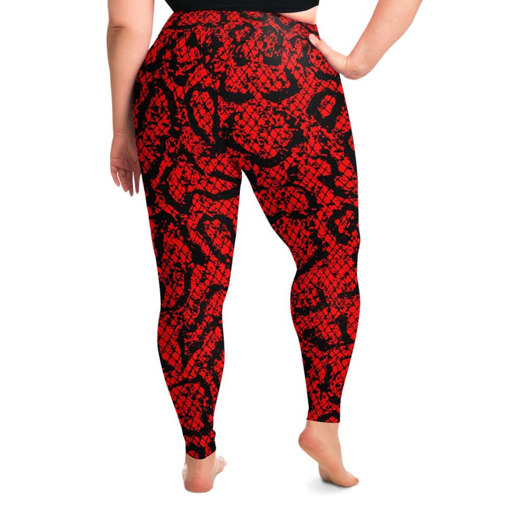 Red Snakeskin Pattern Plus Size Leggings - $48.99 - Free