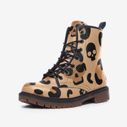 Skull Leopard Print Vegan Leather Boots