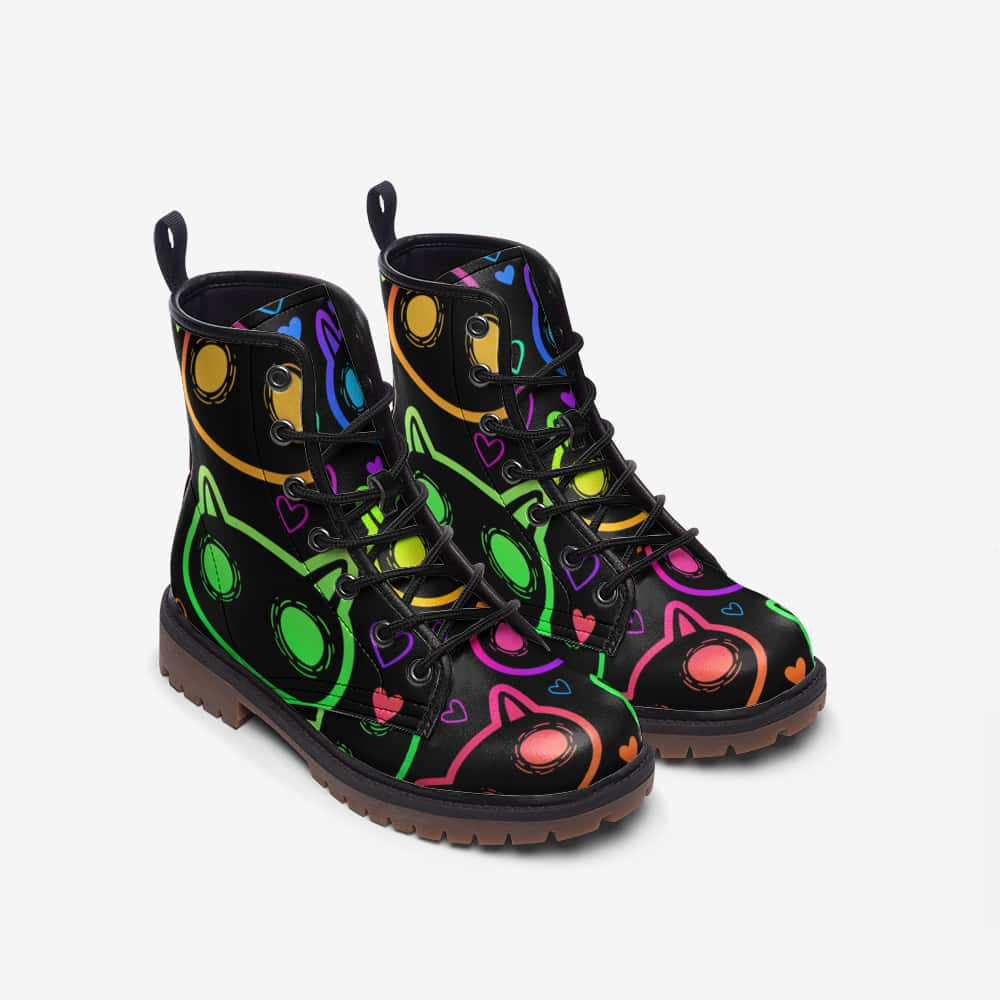 Spooky Cats with Hearts Vegan Leather Boots - $99.99 - Free