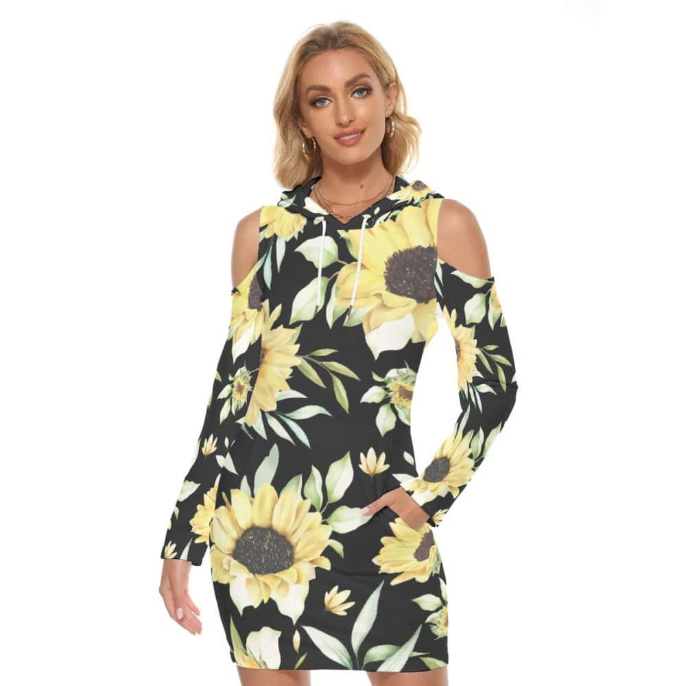 Sunflower Hoodie Dress - Free Shipping