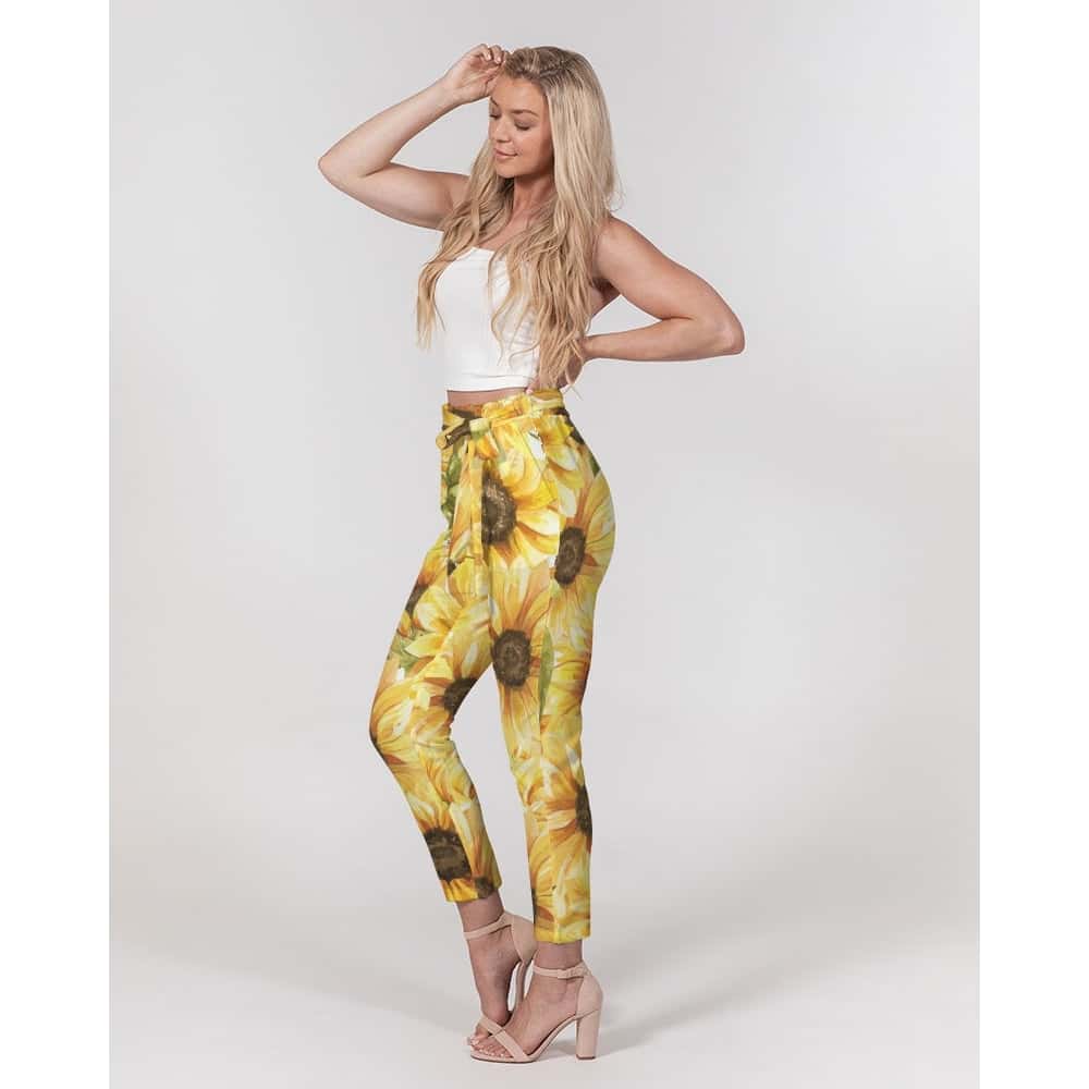 Sunflowers Belted Tapered Pants - $60.99 - Free Shipping