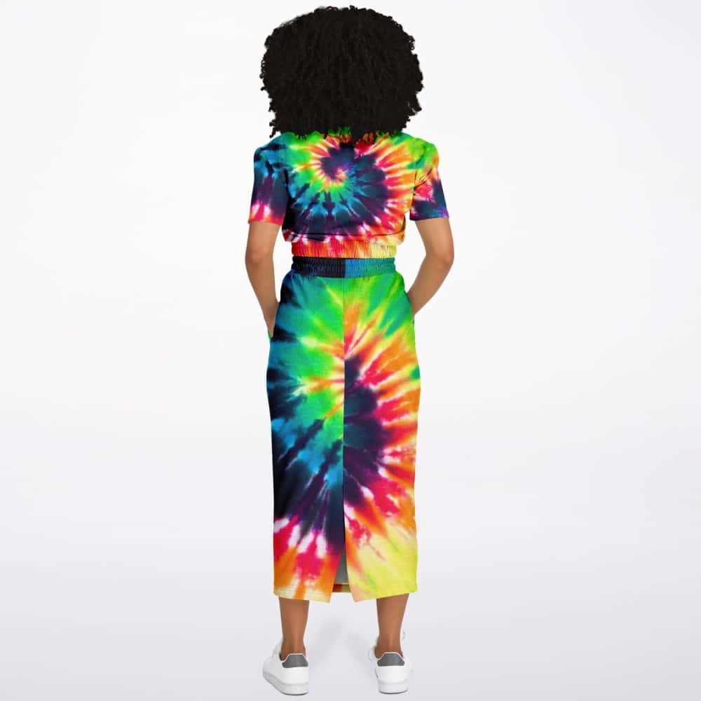 Tye Dye Cropped Sweatshirt and Skirt Set - $104.99 - Free