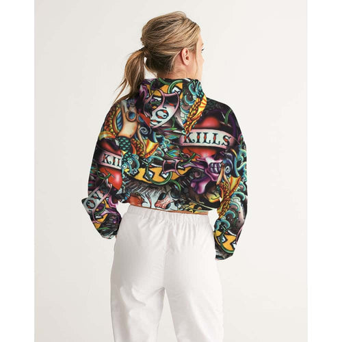 Vintage Tattoo Cropped Windbreaker