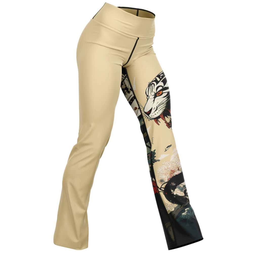 White Tiger Flare Leggings - Free Shipping - Projects817 Llc - Projects817  LLC