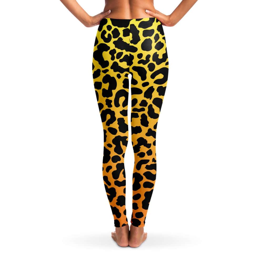 Yellow and Orange Leopard Print Leggings - $42.99 Free